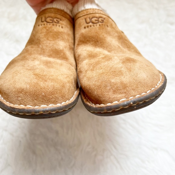 UGG Gael brown suede clog w knit cuff size 7 wedge heel - Picture 9 of 9